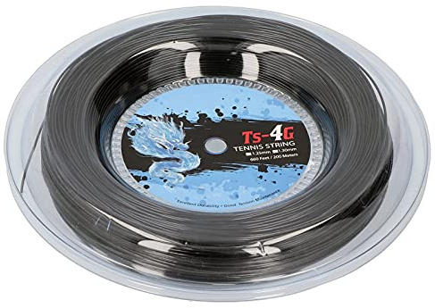 CHICIRIS Corde per Racchette da Tennis Corde Dure in Poliestere con Resistenza agli Urti per Giocatori Offensivi, 200 M, Nere (1,30 mm)
