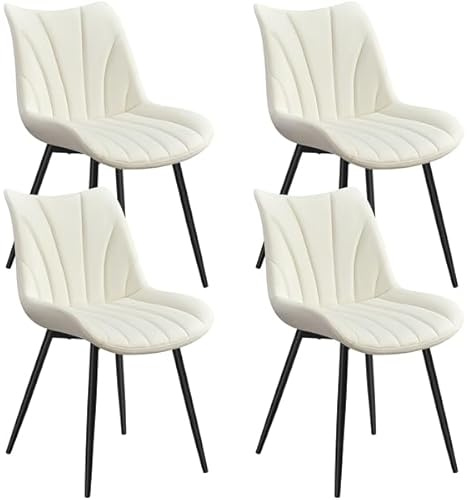 Yaheetech Set med 4 matsalsstolar med ryggstöd köksstol i sammet och beige metallben
