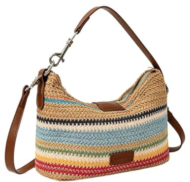 Boho sommar halm väska korgväskor, damer strand flätad väska | Vintage lätt vikbar bärväska med dragkedja för badresor, vardagliga fritidsaktiviteter och weekendresor