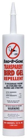 Bird B Gone Transparent Bird Gel - 10oz Tube - Sticky Bird Repellent for Outdoor Use - Deter Pigeons & Starlings - Easy Application with Caulking Gun - Bird Deterrent for Ledges, Pipes & Signs