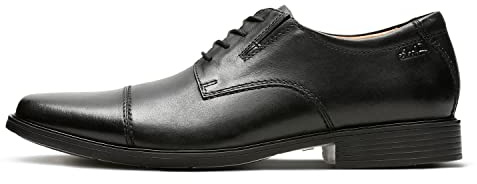 Clarks Tilden Cap Oxford Chaussures pour Homme, Cuir Noir, 39.5 EU
