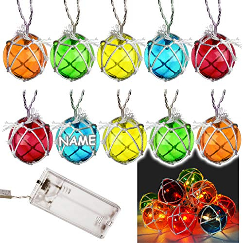 alles-meine.de GmbH LED - Lichterkette/Lampionkette - 1,25 Meter - 10 Bunte Kugeln/Lampions - inkl. Name - Batterie betrieben - elektrisch kabellos - Laterne - Lampen Licht b..