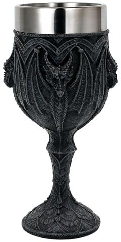 alikiki Medieval Black Dragon Wine Goblet - 7oz Dungeons and Dragons Game Gift of Throne Merchandise Stainless Steel Drinking Cup Dragon Collector Themed Party Decoration