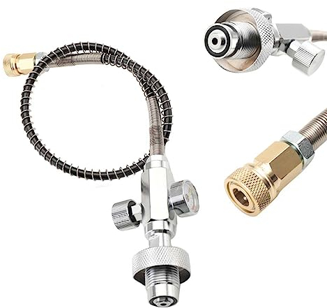 ECUTEE Paintball PCP Füllstation Ladekit 0-5000PSI PCP SCBA Füllstation Ladeadapter Mit Manometer Messinganschlüsse 50cm Schlauch für Paintball Ladestation
