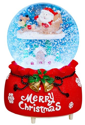 XineYuor Palla di Neve Natale,Carillon Natalizio a Forma Palla di Neve con Babbo Natale,Musicale Natalizio con Neve Decorazione Ornamento Regali di Natale per Bambini (A)
