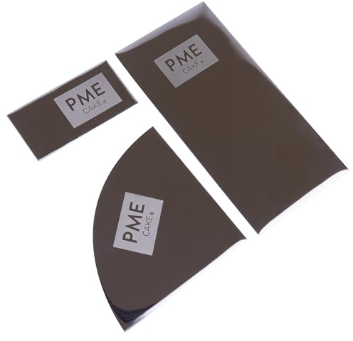 PME Mini Flexible Icing Side Scrapers, Set of 3 | Creates sharp, clean edges on wedding cakes and gateaux; food-safe, easy to clean, and durable for professional use.