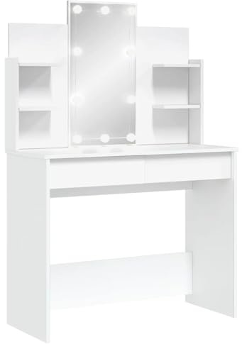 VidaXL Sminkbord med LED vit 96x40x142 cm