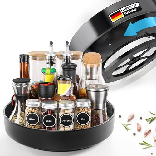 OptiWerk Plato giratorio de 360 grados, organizador de plato giratorio, plato giratorio para frigorífico, estante para especias, estante giratorio, estante giratorio para especias, organizador de
