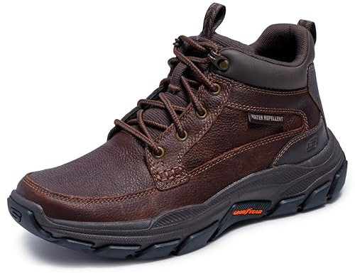 Skechers Men's Respected Boswell Mid Top Leather Moc Toe Lace Up Boot - Rdbr - 12 Extra Wide