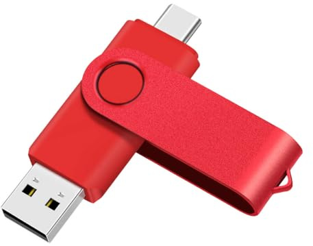 Yaxiny USB C USB-minne 128 GB 1 stycken, OTG USB C pennenhet, USB 2.0 och USB C flashenhet, typ C minnessticka för USB A+USB C Android smartphone metall röd