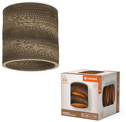 LEDVANCE Decor Cardboard Cylinder bordslampa brun av wellpapp, E27, 250 mm | , Ambient Mood Light, 60.00 Millimetres dia, , 15-Pack