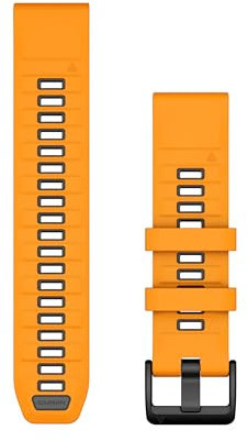 Garmin QuickFit, cinturino in silicone nero/grigio ghiaia 20 mm, Arancione brillante, 26mm, Moderno