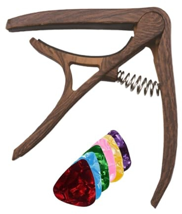 Akustisk gitarr capo – multifunktionell nylon akustisk gitarr capo – gitarrtillbehör, gitarr capo set med plektrum för ukulele
