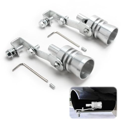 Kasoud Exhaust Sound Booster, 2PCS Exhaust Turbo Whistle, Aluminium Alloy Car Turbo Whistle, Exhaust Pipe Turbo Sound Whistle for Automobile Suv Auto Accessories and Car Modified Part (Silver, L)