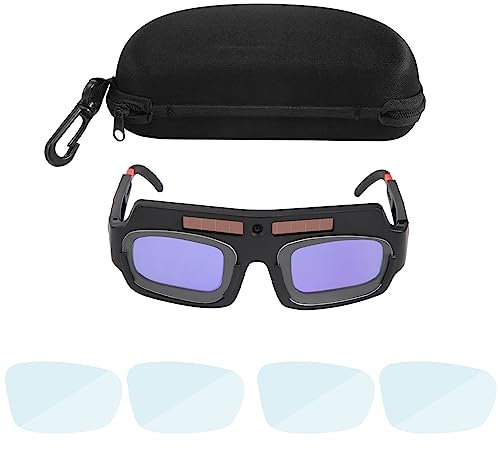 Asyduey Masque de Soudage à Assombrissement Automatique à ÉNergie Solaire, Lunettes de Soudeur, Lentille Anti-Choc à Arc avec ÉTui de Rangement