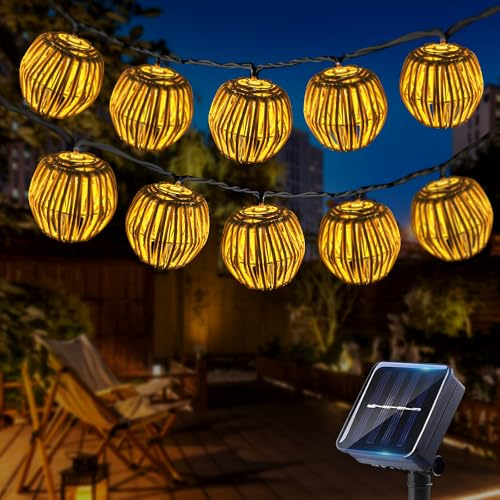 DAJASD Guirnaldas Luces Exterior Solares, 2.1M 10LED Farolillos Solares Exterior, Cadena De Luces Linternas Impermeable Para Camping Patio Fiesta Bodas