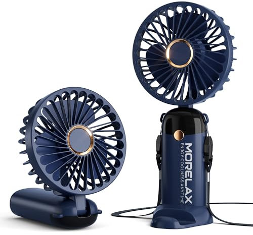 Ventilateur à Main, Mini Ventilateurs Portatif, 4000mAh Rechargeable, Petit Ventilateur de Poche Avec 6 Vitesses, 90° Ventilateur USB Pliable pour la Maison, le Bureau, l'Ecole, l'Extérieur, Bleu