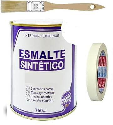 PCMoviles Pack para Pequeñas Reparaciones de Pintura – Esmalte Sintético NEGRO MATE 750 ml, Paletina y Cinta de Pintar, Ideal para Hogar y Taller