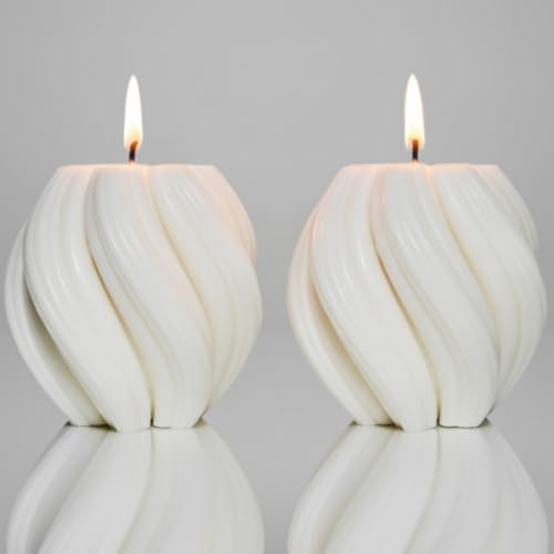 2 candele a forma di onda, grandi, decorative, fatte a mano, candela di cera di soia, candele a spirale, regali, decorazioni per candele, candele dell'Avvento, corona dell'Avvento, compleanni