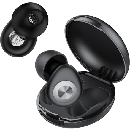 Tappi Orecchie Dormire-45DB Tappi per Orecchie Antirumore in Silicone Riutilizzabili, con 8 inserti auricolari in XS/S/M/L, Tappi per Dormire/Viaggiare/Concentrarsi/Concerti, Nero