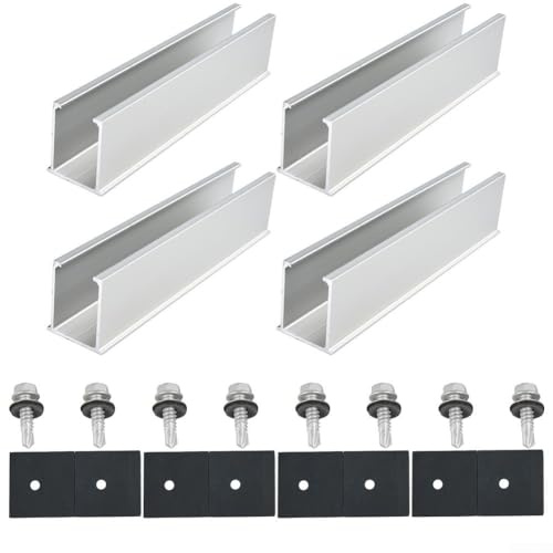 Lot de 4 supports de rail de modules solaires de 20 cm pour montage sur toit plat PV, alliage d'aluminium, compatible avec les feuilles trapézoïdales, 1/4 pièces