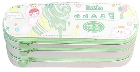 URSXODAWQ Astuccio grande multiuso, astuccio in tela con 3 strati, portapenne carino ed elegante di grande capacità, include l'orario delle lezioni per gli studenti universitari (Verde)