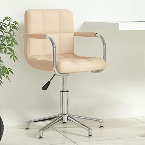 Runheo Chaise de bureau pivotante en tissu crème avec vérin à gaz et structure en métal, hauteur réglable, ergonomique, avec dossier et accoudoirs, pour bureau à domicile et bureau