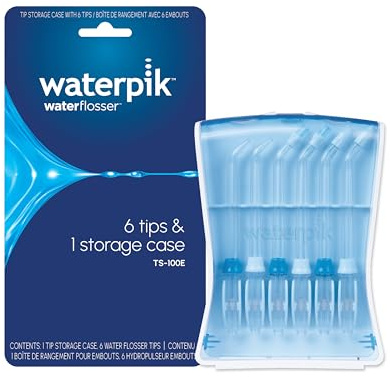 Waterpik Boquillas de Recambio Sin sabor para Irrigador Bucal en Estuche Higiénico, Chorro Clásico, Ortodoncia y Boquilla Seeker para Placa Inaccesible, Pack de 6 (TS-100E)