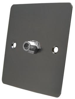 Sky Satellite Socket Single 1 Gang - Polished Black Nickel - Flat