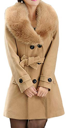 Duffle Coat en Laine Femme Manteau Fausse Fourrure Fausse Fourrure Hiver Solde Femmes Veste Long Trench Classique Outwear Overdose