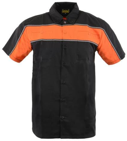 Biker Clothing Co. MDM11673 Maillot de Moto à Manches Courtes pour Homme Noir/Orange avec matériau réfléchissant Large Noir MDM11673-BLK-NEON-ORNG-L