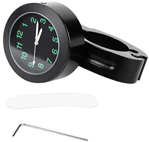Nikou Motorcycle Handlebar Clock, Waterproof Aluminum Alloy Handlebar Mount Clock Watch Hand Grip Bar Watch Accessory for Universal Motorcycles (Black)