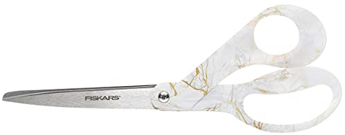 Fiskars Universalschere, Gesamtlänge: 21 cm, Qualitätsstahl/Kunststoff, Inspiration, Marmor Gold, 1063034