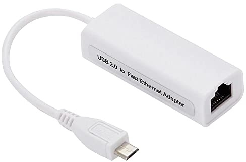 BerryBase Ethernet Adapter Micro-USB zu RJ45, Typ-B OTG Netzwerkadapter, LAN Adapter, USB 2.0 to 10/100 Ethernet, RJ45-Netzwerk-LAN-Adapterkarte für Raspberry Pi Zero 1.3 / W-Motherboard, Tablet
