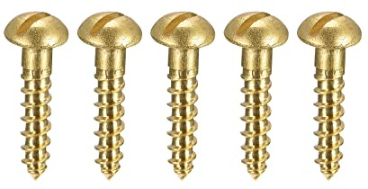 uxcell Wood Screws M2 x 10mm Slotted Round Head Brass Self-Tapping Screw 100 Pcs