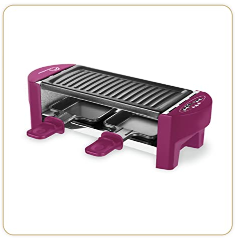 LITTLE BALANCE 8615 Raclette Duo Meuuh…!, Appareil à raclette 1/2 personnes, Grill amovible, 2 spatules + 2 planchettes, Sans PFAS, Antiadhésif, 320 W, Prune