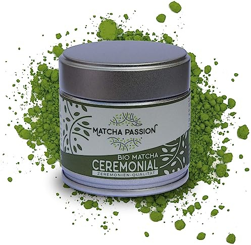 MATCHA PASSION Bio Matcha Ceremonial 30g Pulver - Zeremonie Qualität aus Kagoshima Japan - purer Genuß oder Mischgetränke wie Matcha Latte - Vegan - Superfood