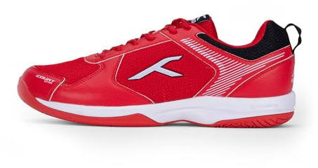 Hundred Court Star Mens Badminton Sports Shoes(Non Marking) | Red-White-Black | 9US/8UK/42EU | for Table Tennis,Volleyball,Basketball | Lightweight & Durable | X-Cushion Protection | Paddle Pickle