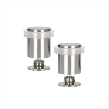 EVI Herrajes | Lot De 2 Butées De Porte Sol | Ø24X30mm | Acier inoxydable Finition Mate | Caoutchouc de silicone naturel |Base filetée - Comprend vis + cheville de fixation | Mod. I-181