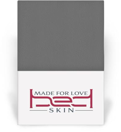 Bedskin Premium Topper Spannbettlaken 90x200cm, bis 8 cm Topperhöhe - Jersey Spannbettlaken für Boxspringbett, 100% Buamwolle Spannbetttuch - Grau