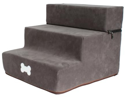 Rampa para Perros | Escaleras Multiusos para Mascotas | Escalera de Niveles | Rampa Extraíble | Esponja Alta Densidad para Perros Pequeños, 3 Peldaños