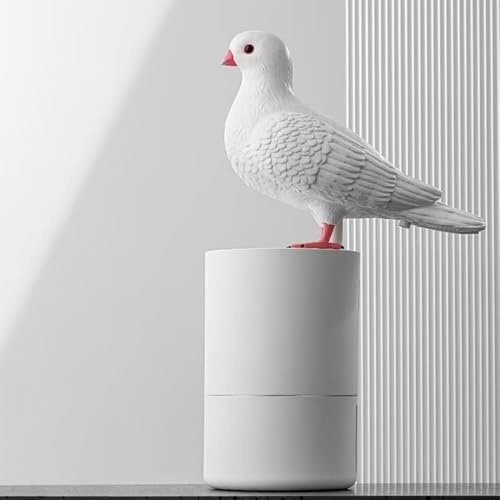 SENIURIS Dispenser automatico di sapone a forma di piccione, dispenser di sapone in schiuma touchless a forma di uccello, per bagno, bianco