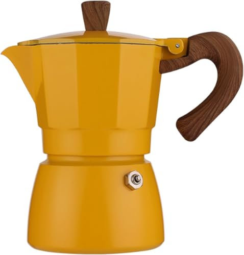 Moka Express Italia Collection, caffettiera per caffè espresso per fornelli a gas o elettrici in ceramica da campeggio, manuale per cappuccino o latte macchiato (giallo)
