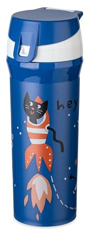 Koziol STAN 0,5 SPACE Trinkflasche 500 ml | für Kinder | biozirkulärer Kunststoff, robust, leicht, wiederverwendbar, spülmaschinengeeignet | Schule, Kindergarten, Kita, Reise (organic space blue)