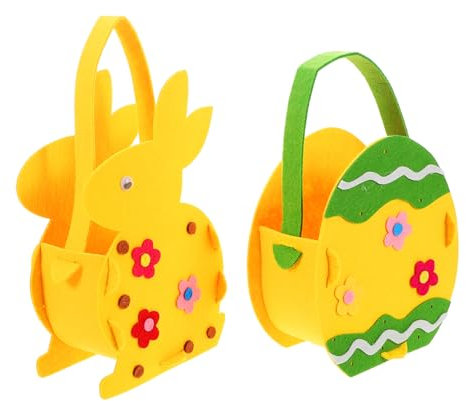 LIFKOME 2piezas Bolsas De Obsequio De Pascua Forma De Conejito De Fieltro Reutilizables Para Guardar Dulces y Huevos De Pascua Para Fiestas De