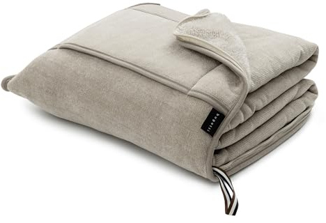 bugatti Manta de viaje, 130 x 150 cm, cojín de viaje, incluye manta, suave y cálida, manta de avión, color beige