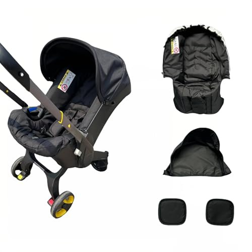 Fits Doona Car Seat Stroller, 4-in-1 Replacement Accessories Set - Canopy Sunshade, Seat Cushion, Shoulder Pads & Liner in Black​