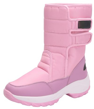 Generisch Botines Mujer Botas Botas de Invierno Zapatos Mujer Invierno Felpa Plus Tamaño Algodón Zapatos Paraguas Tela Salpicaduras Acolchado Grueso Caliente Nieve Botas Algodón, Rosa., 41 EU