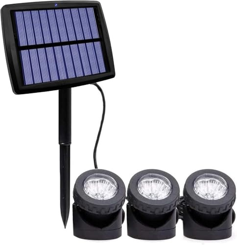 AVEKI Solar Pond Light, Set of 3 Lights Waterproof Landscape Spotlight | 18 LED White Light Underwater Lamp, 90° Angle Adjustable & Auto ON/Off, Solar Security Light for Garden Lawn Pool Fish Tank