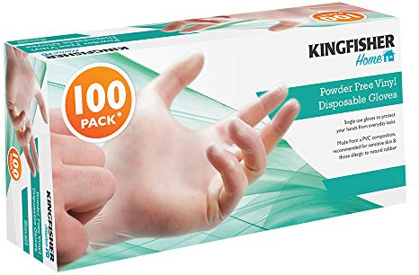 100 Pk Powder Free Vinyl Disposable Gloves - Large